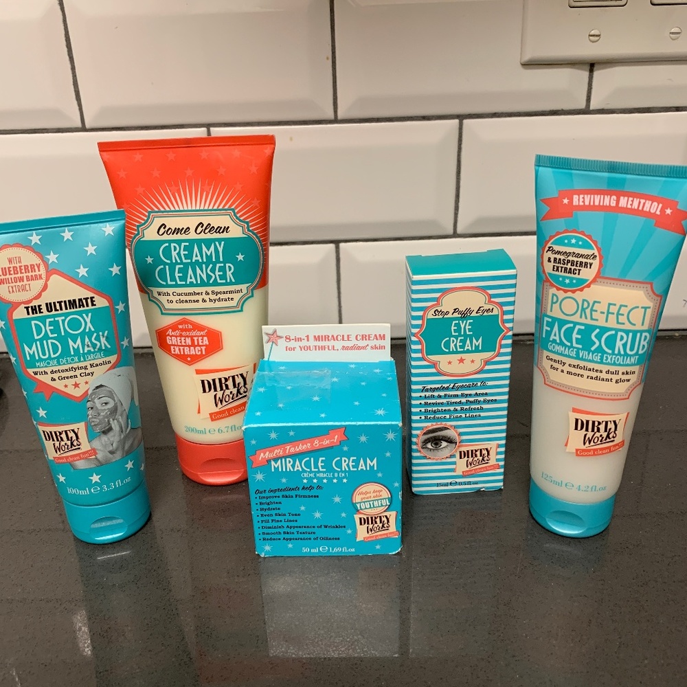 DIRTY WORKS SET OF #5 MIRACLE CREAM, EYE, SCRUB
